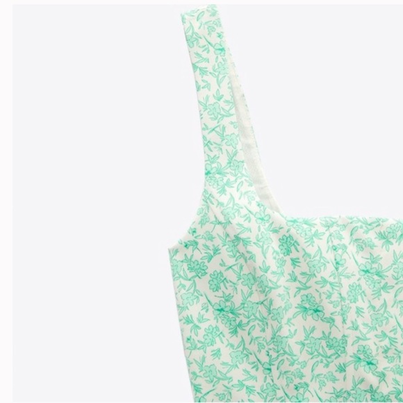 Zara Floral Corset Green NWOT M - Picture 6 of 6